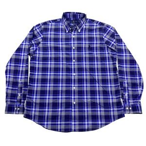Ralph Lauren Performance Button‎ Down Shirt Mens XL Blue White Plaid Checkered